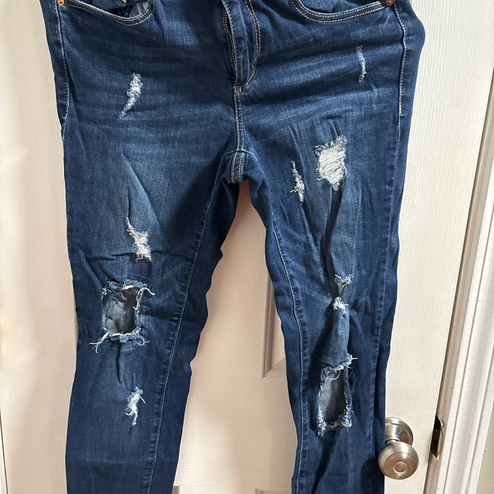 Garage Dark Blue Distressed Skinny Jeans size 07